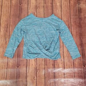 Xersion Girls Top Teal 7-8 Wrap Front Quick-Dri Long Sleeve Round Neck